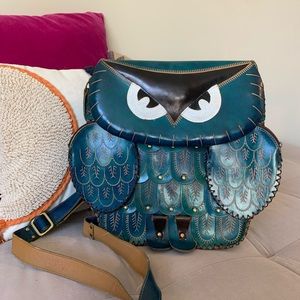 Vintage Vibes Owl Leather Embossed Crossbody